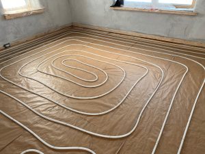 Hydronic Pex Piping laid prior to Earthen Floor